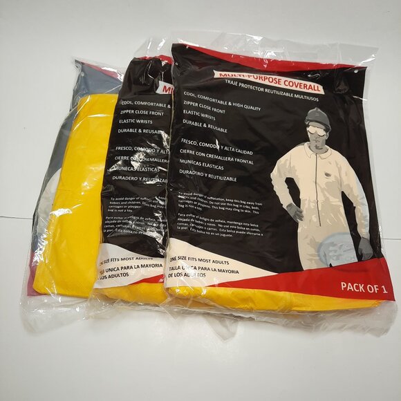 Brand New Multi Purpose Yellow Coverall Set of 3 One Size Fits Most Adults - Picture 1 of 6